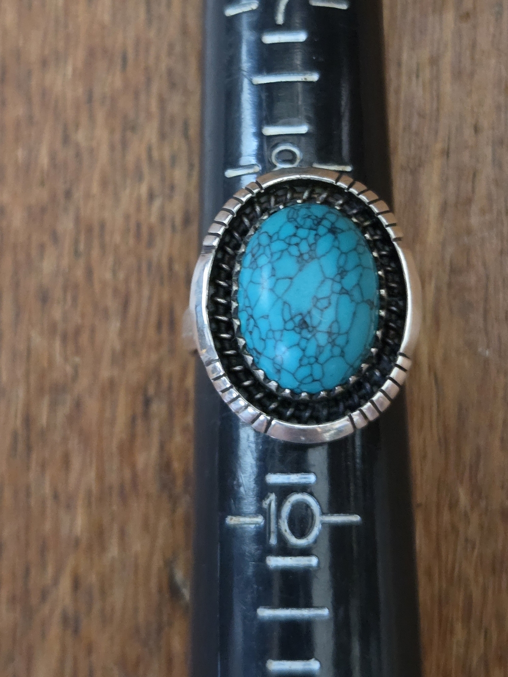 Sterling Silver Turquoise Oval Statement Ring - Blue